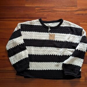 Black and White Striped Women's Sweater